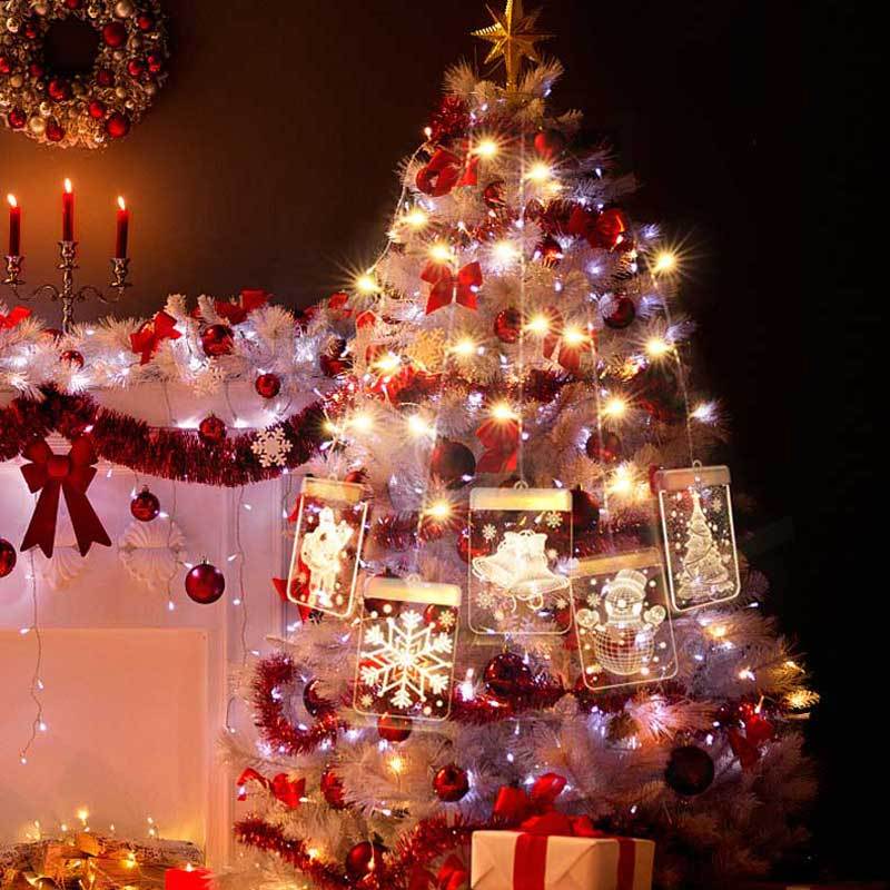 LED 3D Christmas Tree Hanging Pendant Xmas Window Ornaments Decorations 5Pack