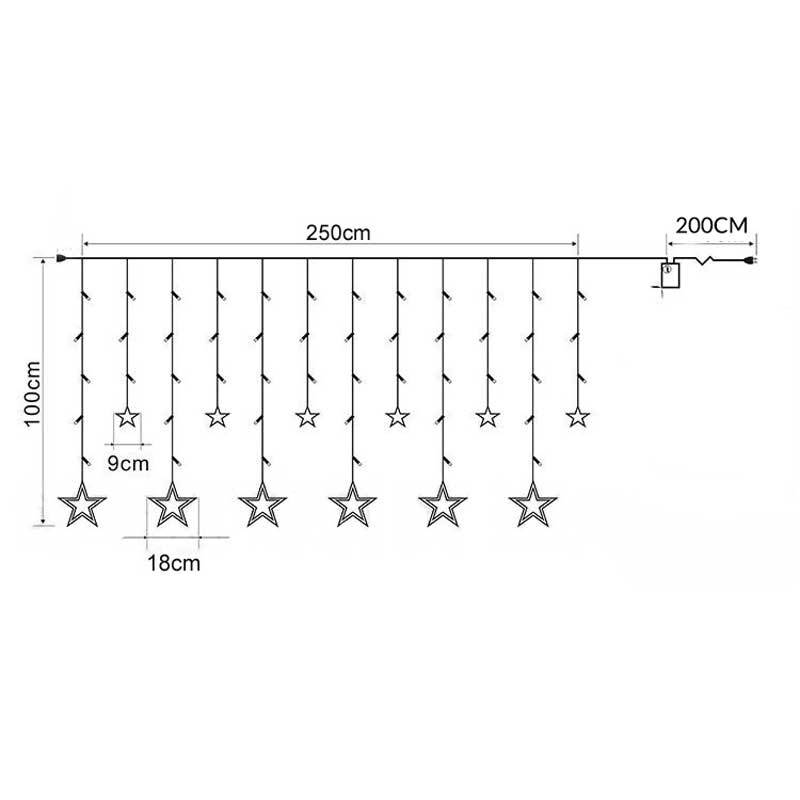 8 Lighting Modes Led Star Lights USB Powered Remote Control 2.5 x 0.9 Meters