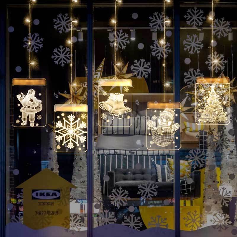 LED 3D Christmas Tree Hanging Pendant Xmas Window Ornaments Decorations 5Pack