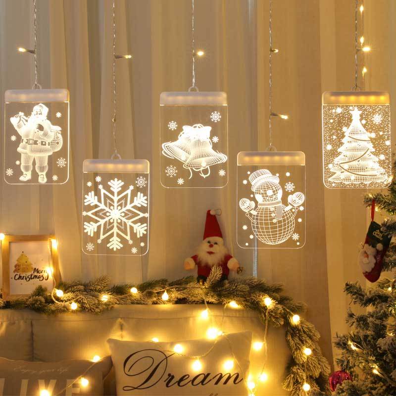 LED 3D Christmas Tree Hanging Pendant Xmas Window Ornaments Decorations 5Pack