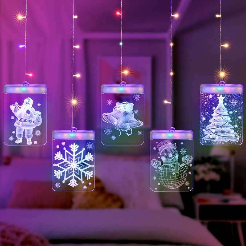 LED 3D Christmas Tree Hanging Pendant Xmas Window Ornaments Decorations 5Pack