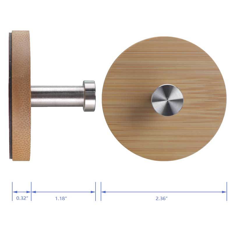 Bamboo Adhesive Hooks Heavy Duty for Coats Towels Bags 4PACK