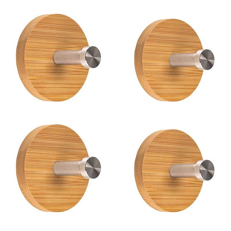 Bamboo Adhesive Hooks Heavy Duty for Coats Towels Bags 4PACK