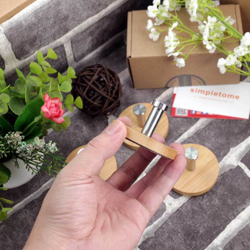 Bamboo Adhesive Hooks Heavy Duty for Coats Towels Bags 4PACK