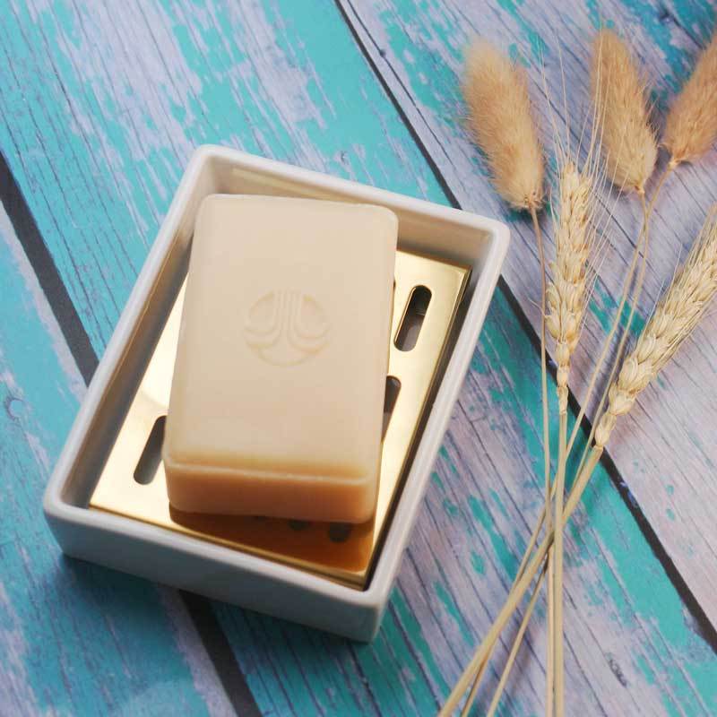 Ceramic Soap Dish Holder with Drain Keep Dry 304 Stainless Steel