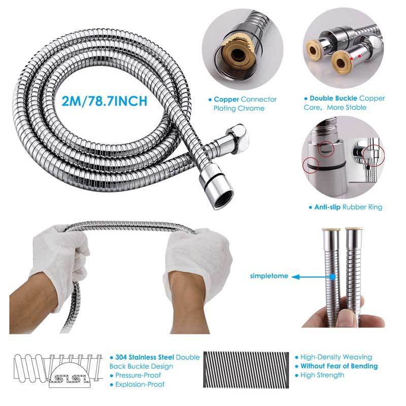 Filter Shower Head High Pressure with 2M Stainless Steel Hose