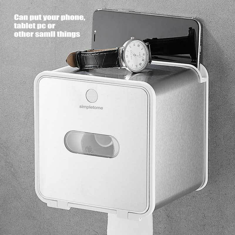 Adhesive Toilet Paper Holder with Shelf SUS304 Stainless Steel