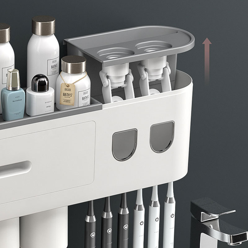 Toothbrush Holder Wall Mounted with 2 Toothpaste Squeezers