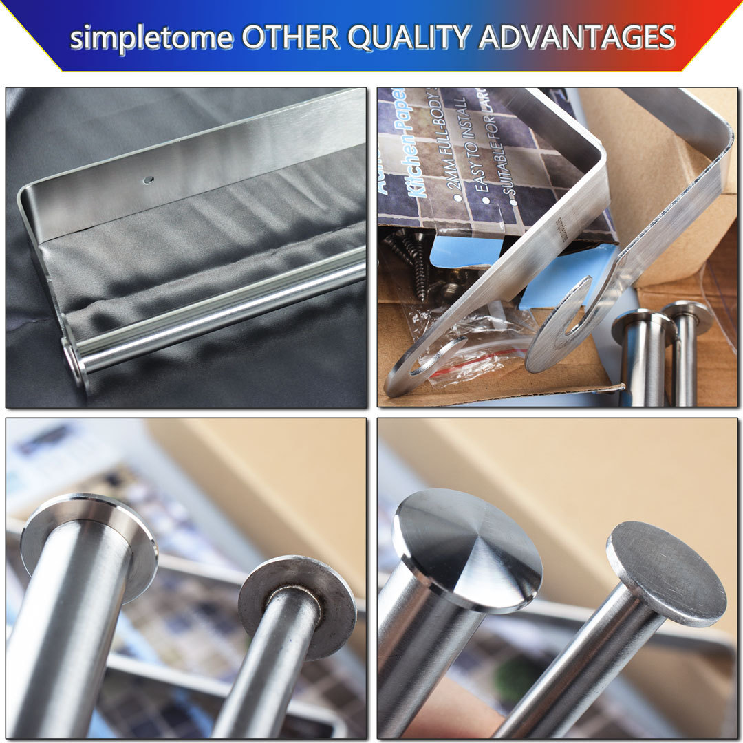 Adhesive Kitchen Paper Towels Holder Under Cabinet Brushed 2MM SUS304 Stainless Steel