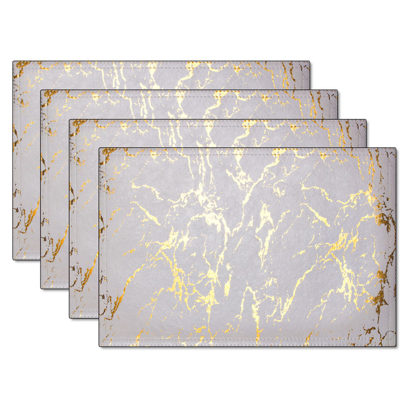 Leather Placemats Marble Pattern Wiping Cleaning Set of 4