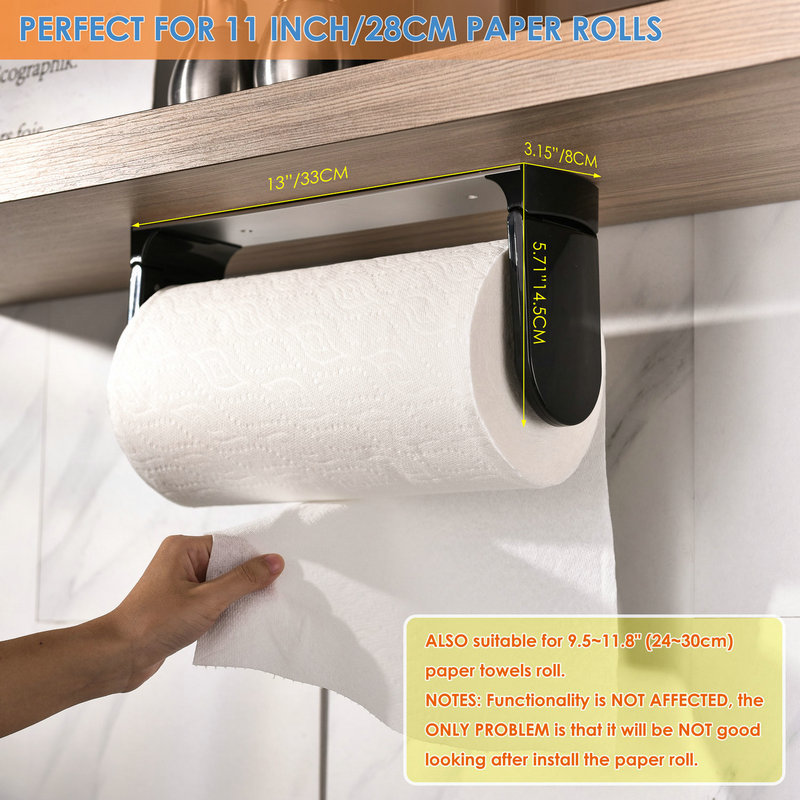 SimplyTear ONE HAND TEAR Paper Towel Holder Under Cabinet OR Wall Mount