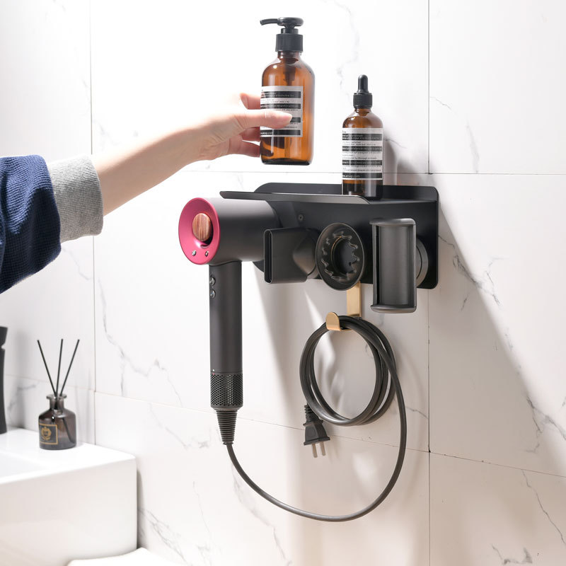 2 In 1 Wall Mount Organizer for Dyson Supersonic Hair Dryer with Storage Rack