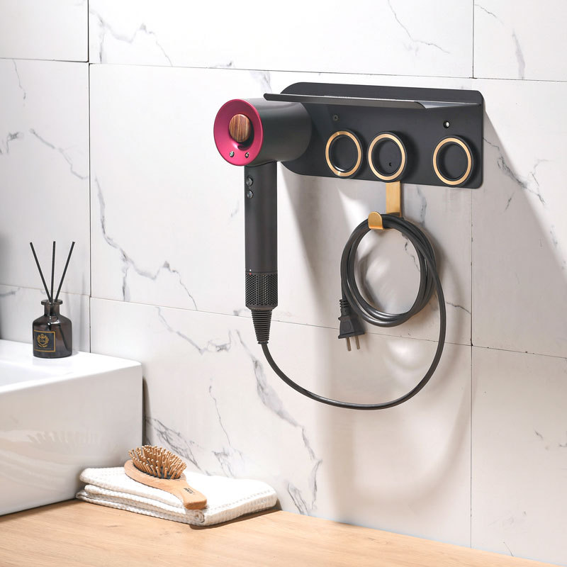 2 In 1 Wall Mount Organizer for Dyson Supersonic Hair Dryer with Storage Rack