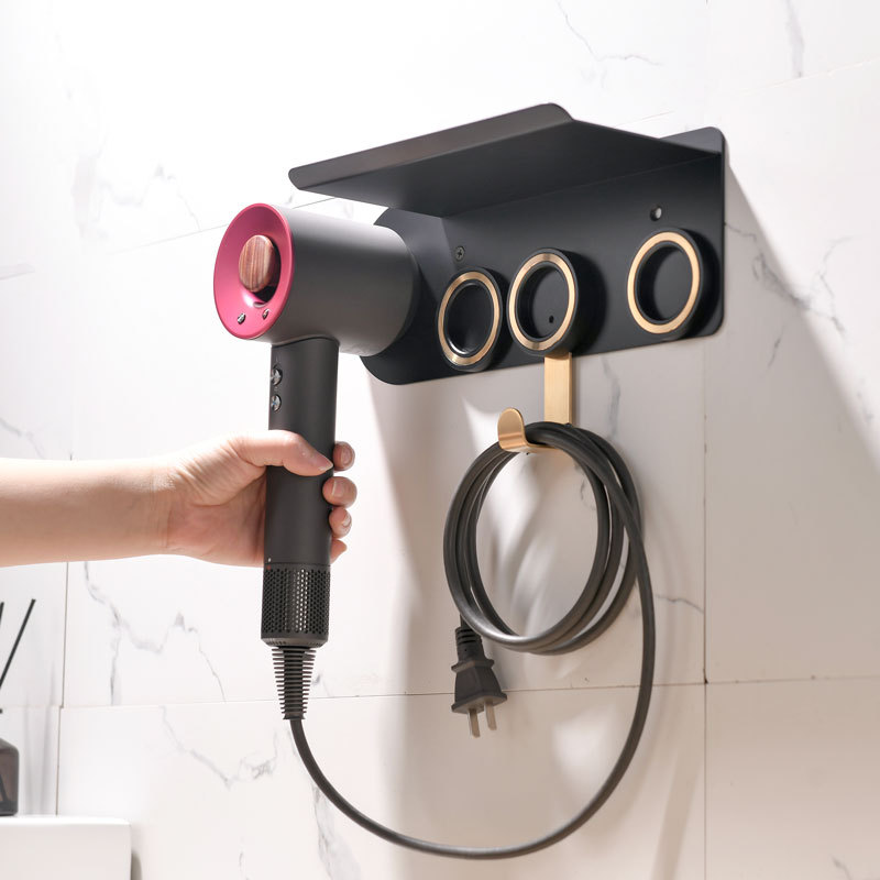 2 In 1 Wall Mount Organizer for Dyson Supersonic Hair Dryer with Storage Rack