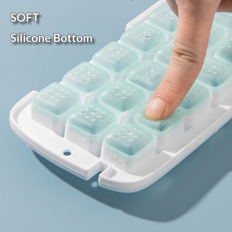 ONE PRESS RELEASE Ice Cube Trays With Lid, Bin, Scoop and Plate