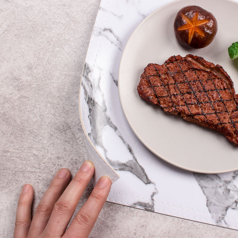 Leather Placemats Marble Pattern Wiping Cleaning Set of 4