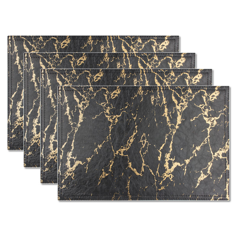 Placemats Marble Leather Table Mats Double Layer Easy Wiping Cleaning Set of 4