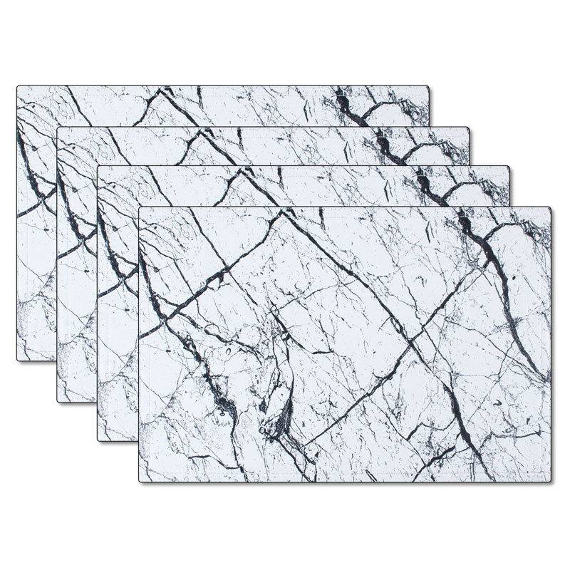 Placemats Marble Leather Table Mats Double Layer Easy Wiping Cleaning Set of 4