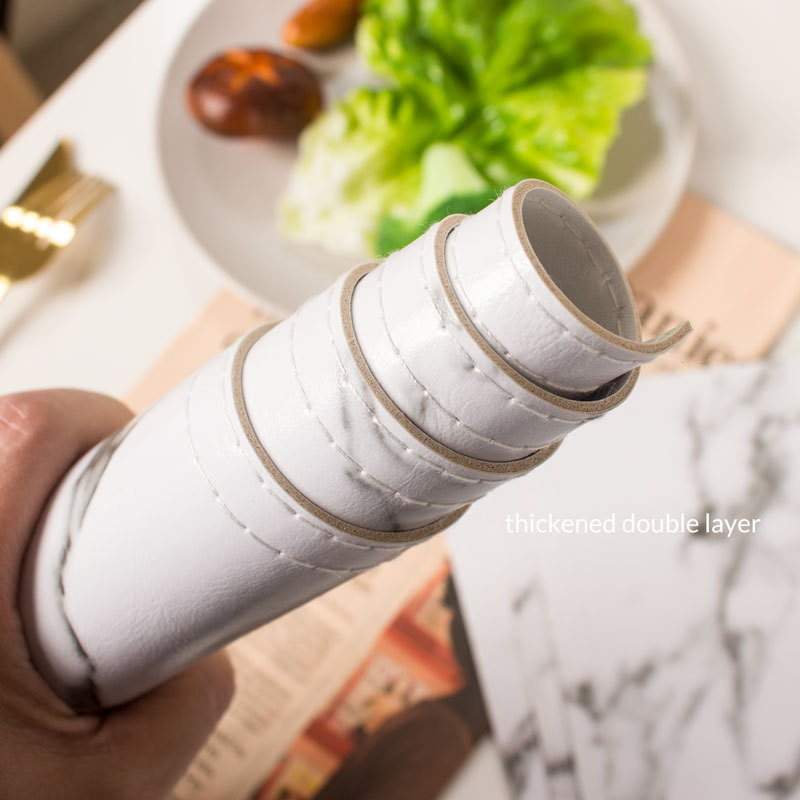 Placemats Marble Leather Table Mats Double Layer Easy Wiping Cleaning Set of 4