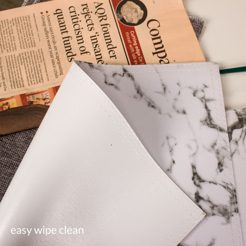 Placemats Marble Leather Table Mats Double Layer Easy Wiping Cleaning Set of 4