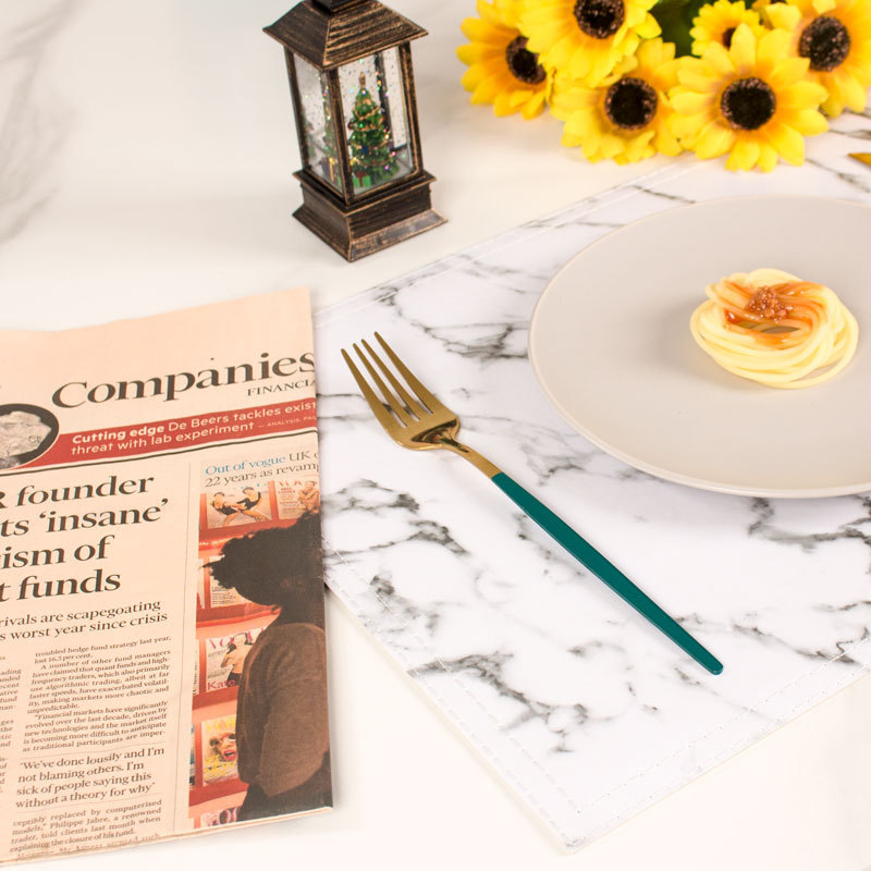 Placemats Marble Leather Table Mats Double Layer Easy Wiping Cleaning Set of 4