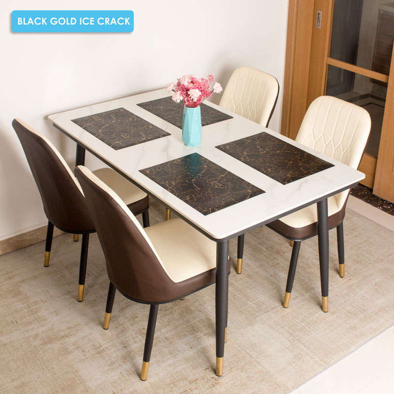 Placemats Marble Leather Table Mats Double Layer Easy Wiping Cleaning Set of 4