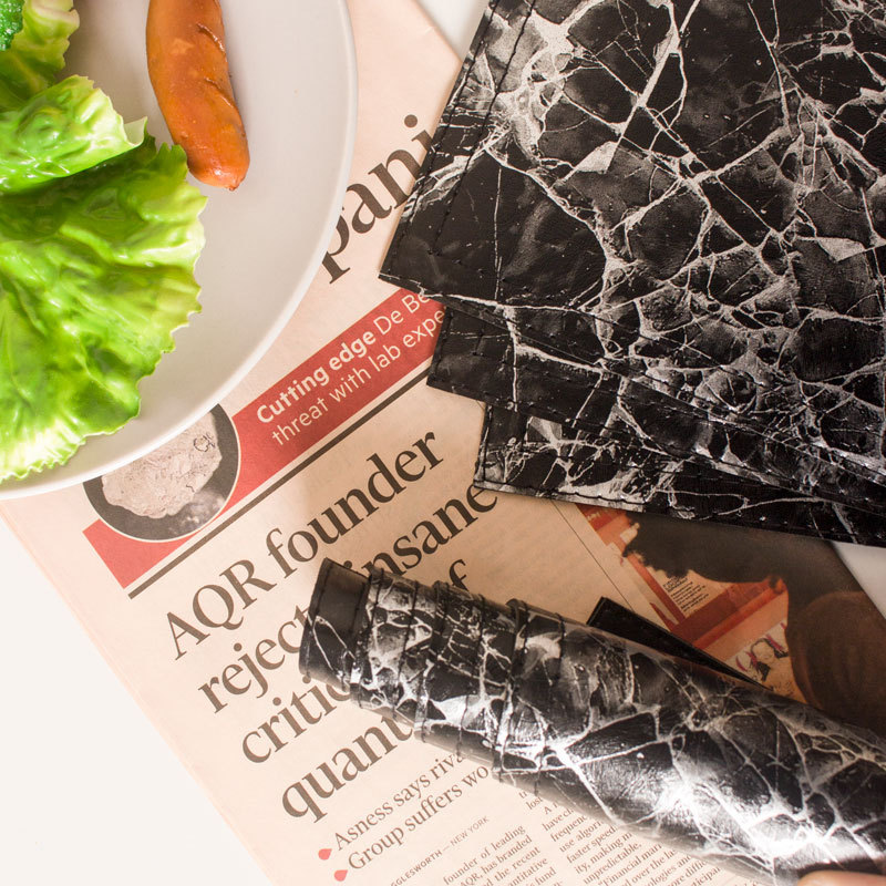 Placemats Marble Leather Table Mats Double Layer Easy Wiping Cleaning Set of 4