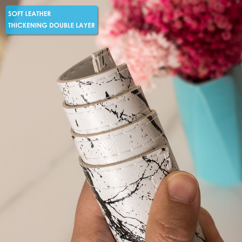 Placemats Marble Leather Table Mats Double Layer Easy Wiping Cleaning Set of 4