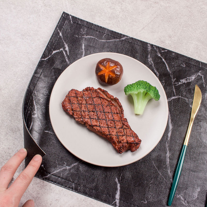 Placemats Marble Leather Table Mats Double Layer Easy Wiping Cleaning Set of 4