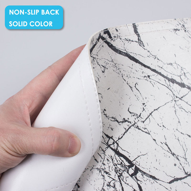 Placemats Marble Leather Table Mats Double Layer Easy Wiping Cleaning Set of 4