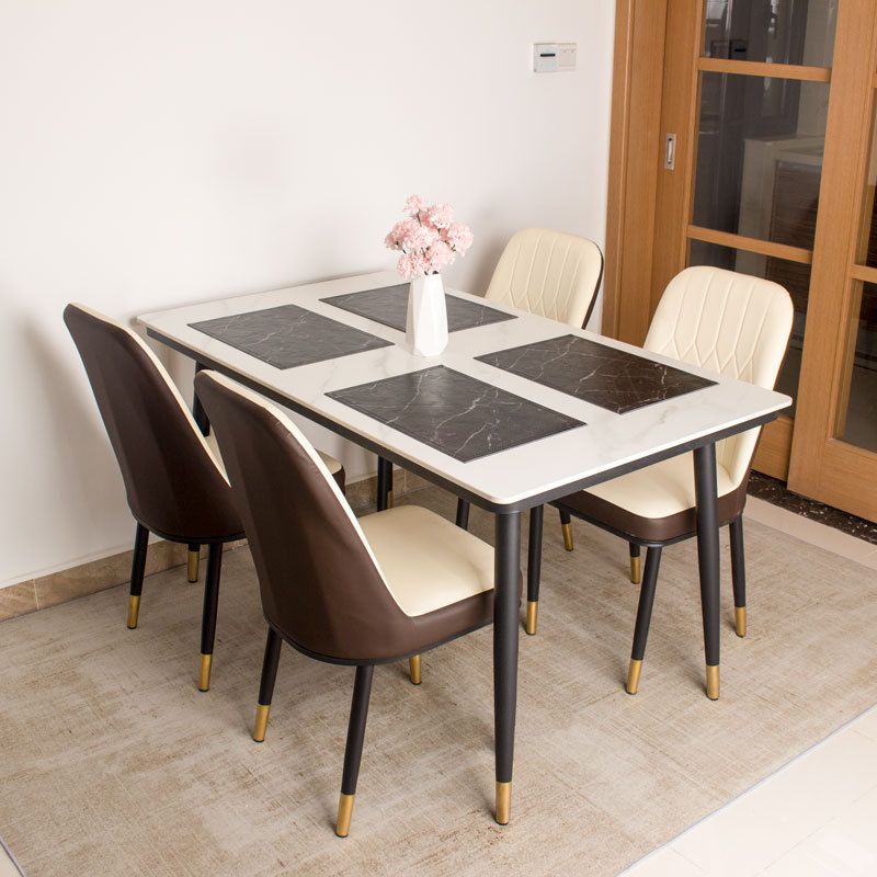 Placemats Marble Leather Table Mats Double Layer Easy Wiping Cleaning Set of 4