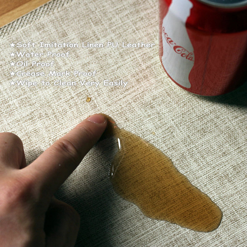 Anti-Slip Placemats Imitation Linen Leather Easy Wiping Cleaning Set of 4