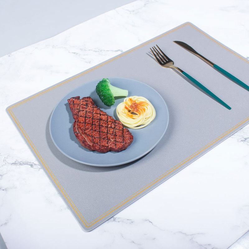 Double-Gilded Border PU Leather Placemats Wiping Cleaning Set of 4