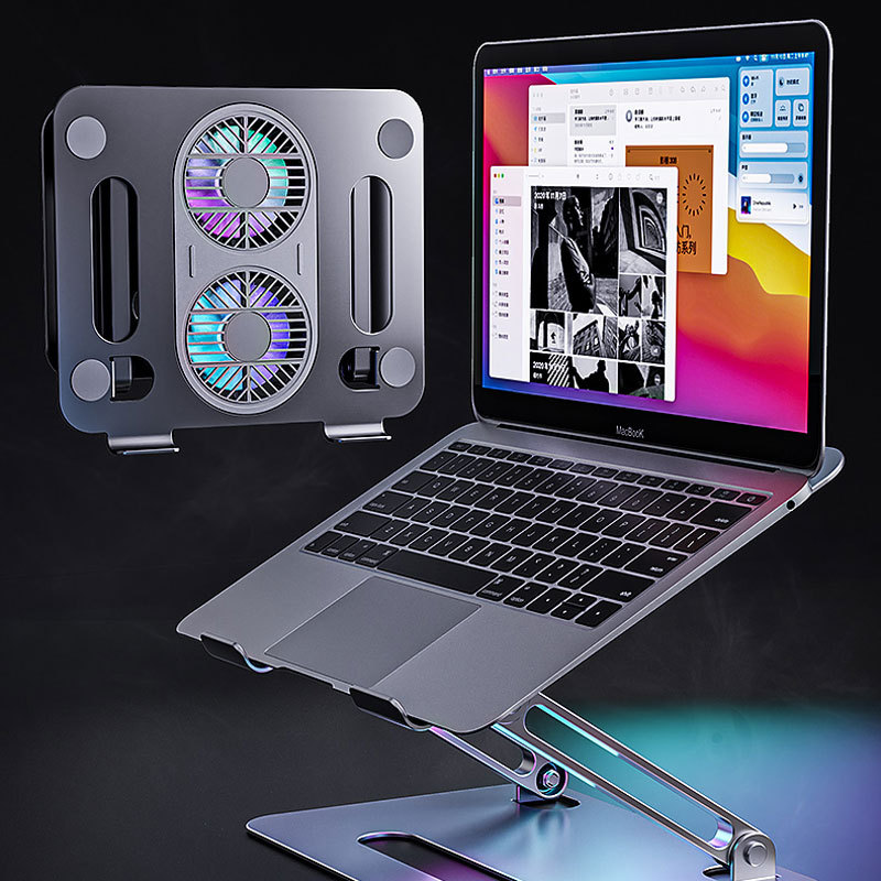 Laptop Stand With Cooling Fan Height Adjustable Up To 11" For All Laptops Under 17.3"