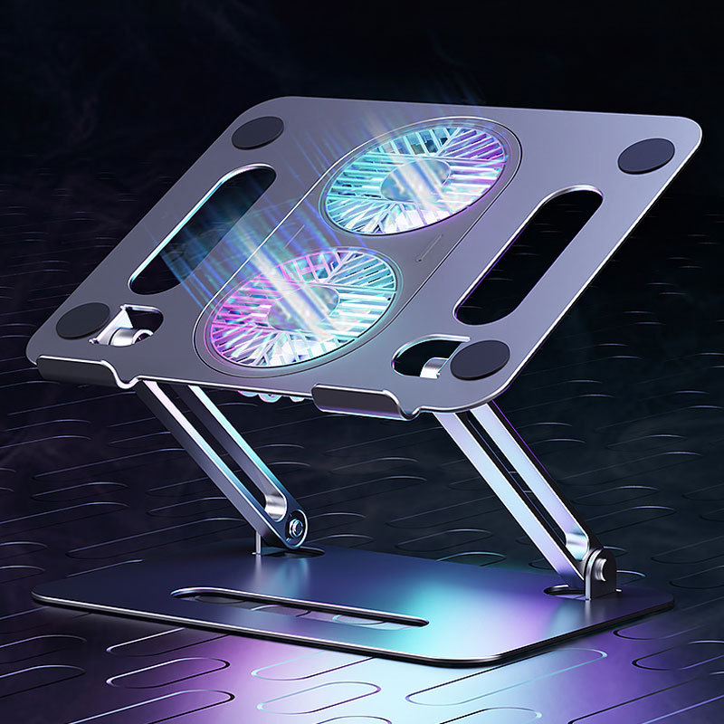 Laptop Stand With Cooling Fan Height Adjustable Up To 11" For All Laptops Under 17.3"