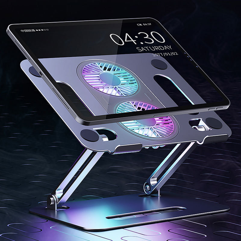 Laptop Stand With Cooling Fan Height Adjustable Up To 11" For All Laptops Under 17.3"