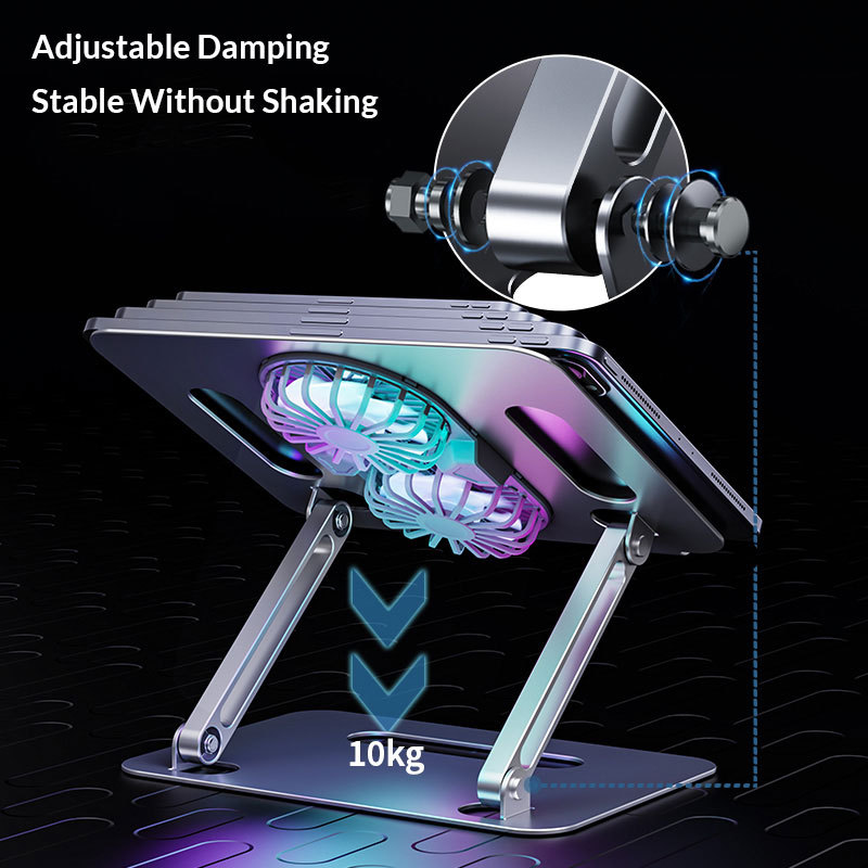 Laptop Stand With Cooling Fan Height Adjustable Up To 11" For All Laptops Under 17.3"