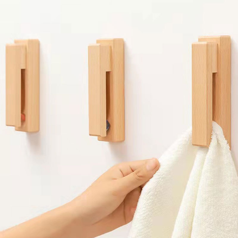 Towel Hooks with 3M Adhesive Sticker AAA Wood