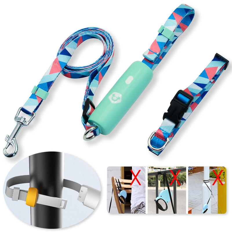 HANDS FREE Lockable Dog Leash for Small Medium Dogs with Collar