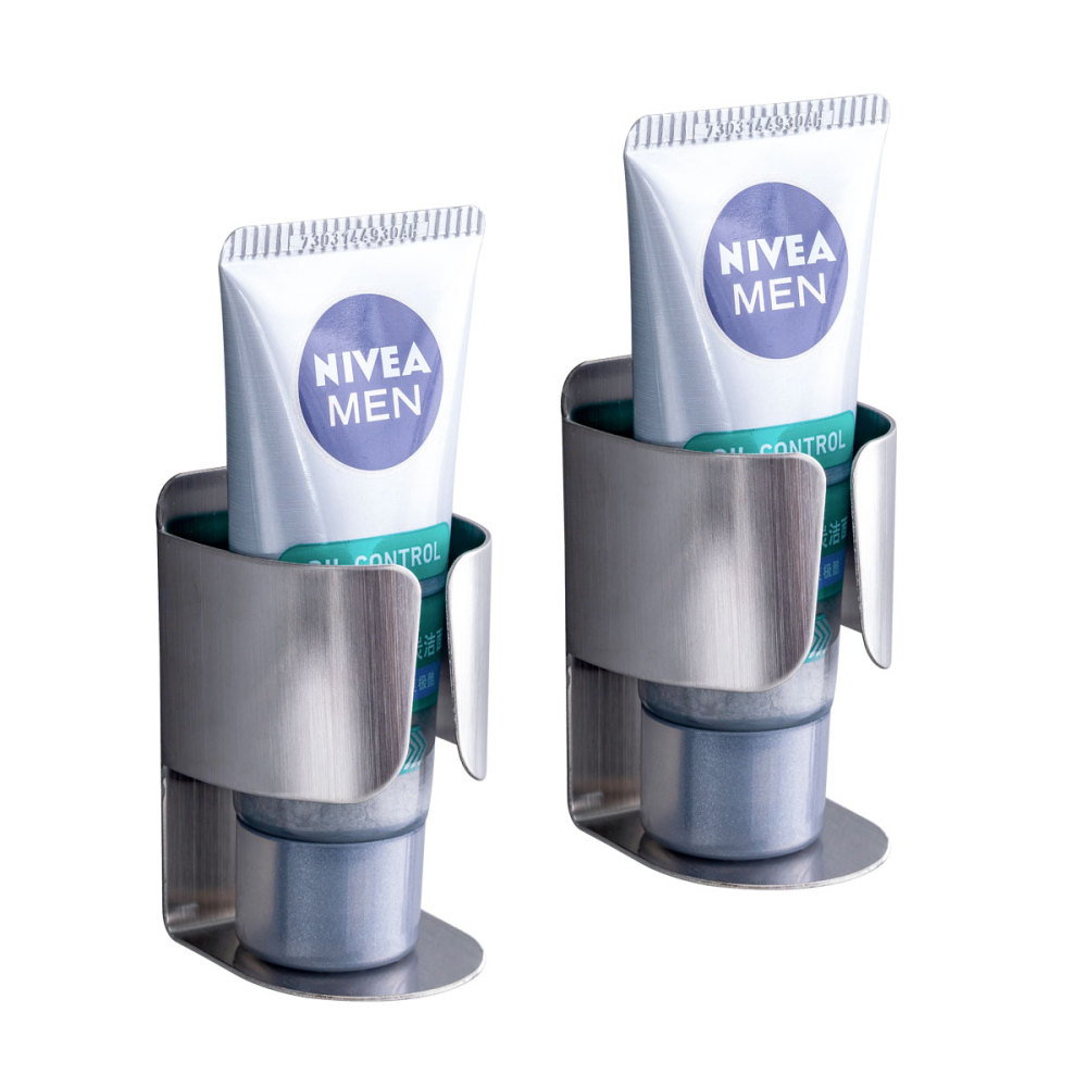 Stainless Steel Adhesive Electric Toothbrush Holder Wall Mounted Toothpaste Organizer 2 Pack