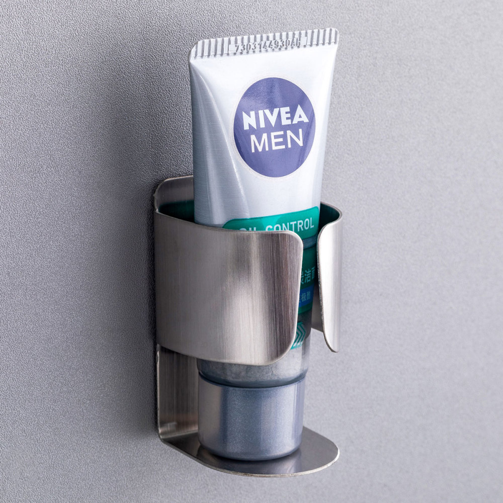 Stainless Steel Adhesive Electric Toothbrush Holder Wall Mounted Toothpaste Organizer 2 Pack