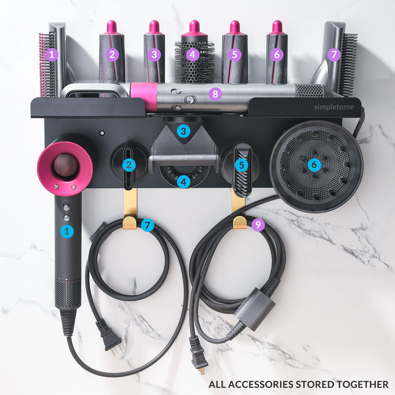 2 IN 1 Wall Mount Holder for Dyson Airwrap Styler and Supersonic Hair Dryer