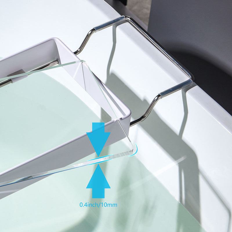 Bathtub Tray Expandable, Floating Clear Acrylic with Aluminum Alloy, Anti-slip