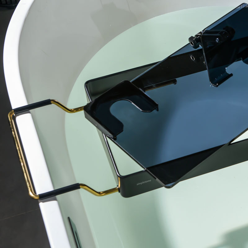 Bathtub Tray Expandable, Floating Clear Acrylic with Aluminum Alloy, Anti-slip