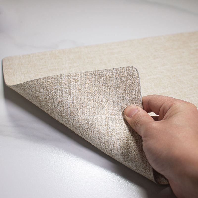 Placemats Imitation Cotton Linen Leather Anti-Slip Double Layer Easy Wiping Cleaning Set of 4