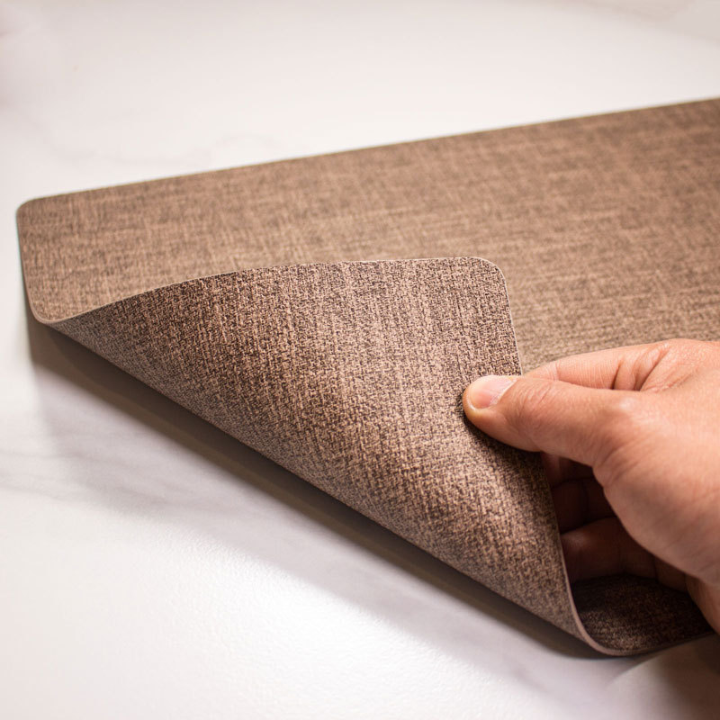 Placemats Imitation Cotton Linen Leather Anti-Slip Double Layer Easy Wiping Cleaning Set of 4