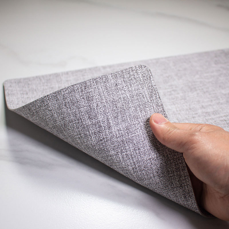 Placemats Imitation Cotton Linen Leather Anti-Slip Double Layer Easy Wiping Cleaning Set of 4