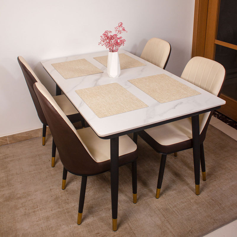 Placemats Imitation Cotton Linen Leather Anti-Slip Double Layer Easy Wiping Cleaning Set of 4