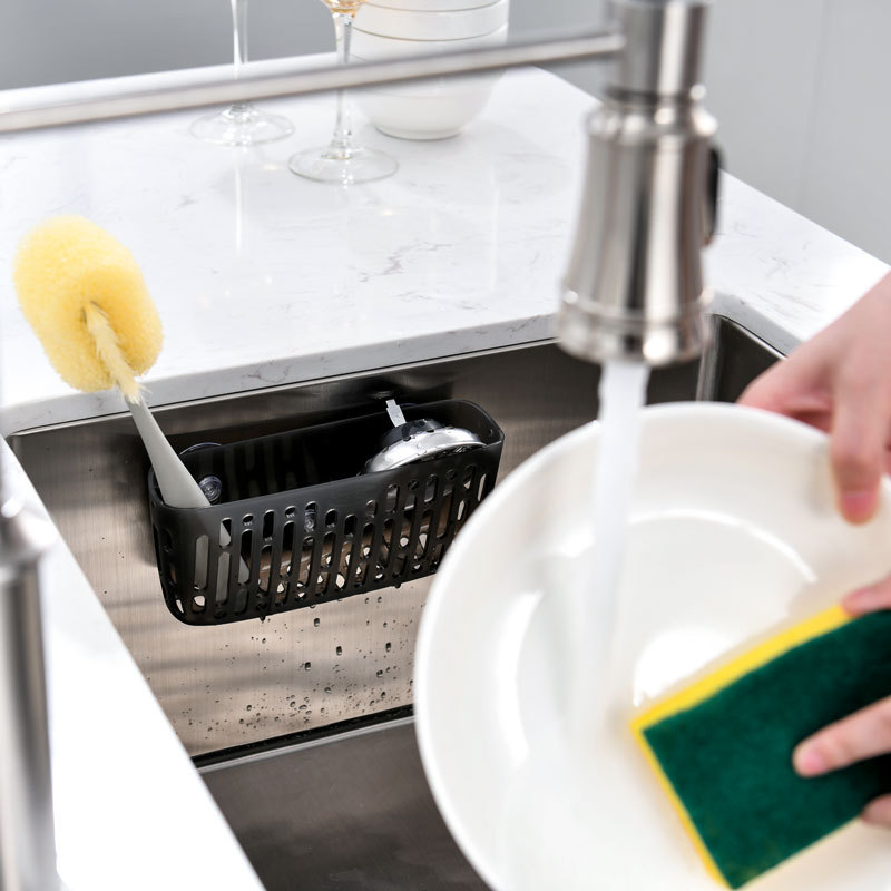 Sink Caddy Basket, Sinkware Organizer, 3X Strong Suction Cups Or Countertop