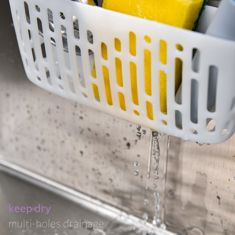 Sink Caddy Basket, Sinkware Organizer, 3X Strong Suction Cups Or Countertop